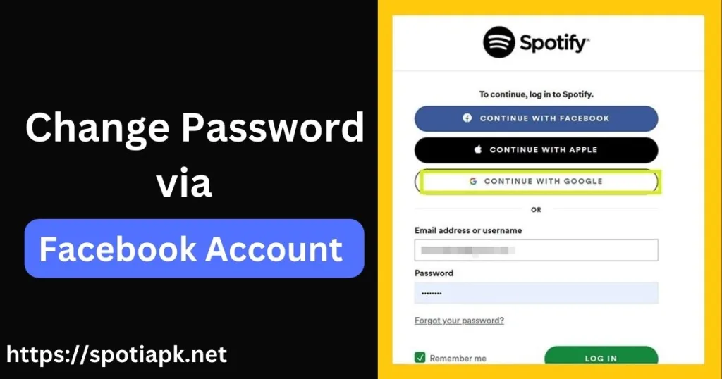 change spotify password using facebook account