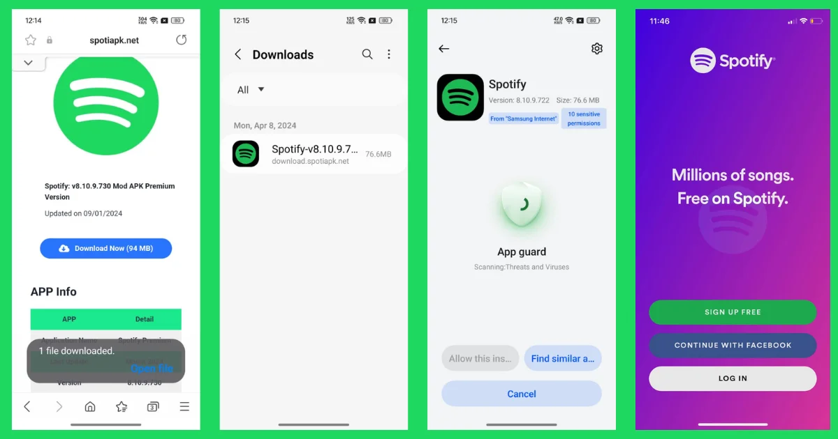 installation steps of Spotify MOD APK [premium]