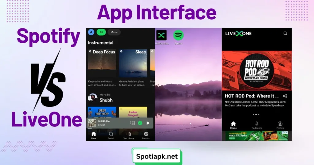 Spotify-Vs-LiveOne-App-Interface